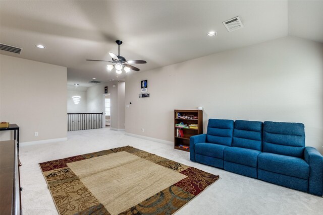 751 Devonshire Ct, Prosper, TX 75078 - living area with carpet, ceiling fan, and recessed lighting