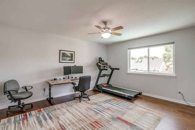 609 Huntington Ct, Grapevine, TX 76051 - home office featuring wood finished floors and a ceiling fan