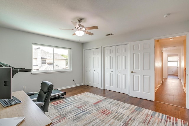 609 Huntington Ct, Grapevine, TX 76051 - office featuring ceiling fan and wood finished floors