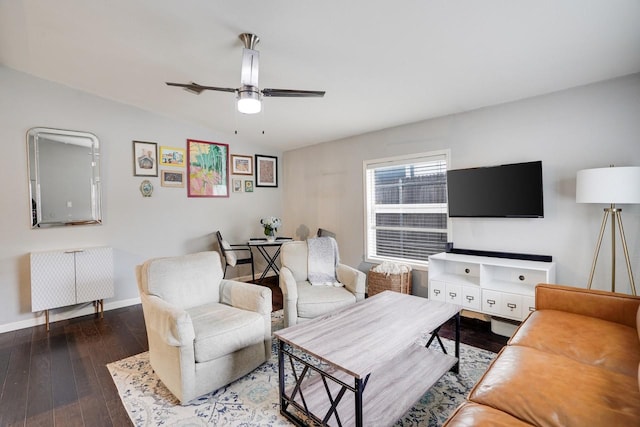 5712 Hudson St, Dallas, TX 75206 - living area featuring hardwood / wood-style flooring, a ceiling fan, and radiator heating unit