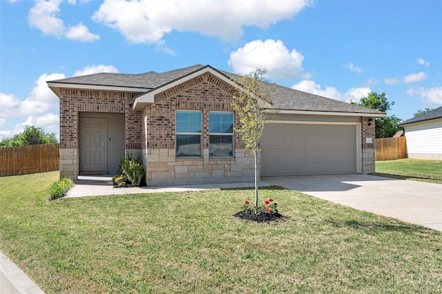 7209 Guadalupe Rd, China Spring, TX 76633 - ranch-style home with brick siding, a garage, concrete driveway, and roof with shingles