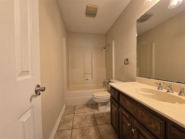 170 N Meadowbrook Dr, Pottsboro, TX 75076 - bathroom with vanity, tile patterned floors, tub / shower combination, and a textured ceiling