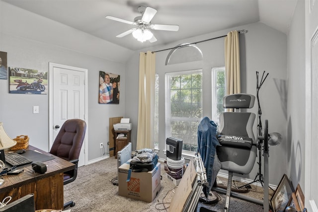 TBD Cleburne Highway, Granbury, TX 76049 - office area featuring lofted ceiling, carpet, and ceiling fan