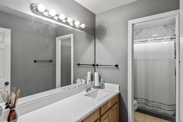 TBD Cleburne Highway, Granbury, TX 76049 - bathroom featuring vanity, a shower with curtain, and tile patterned floors