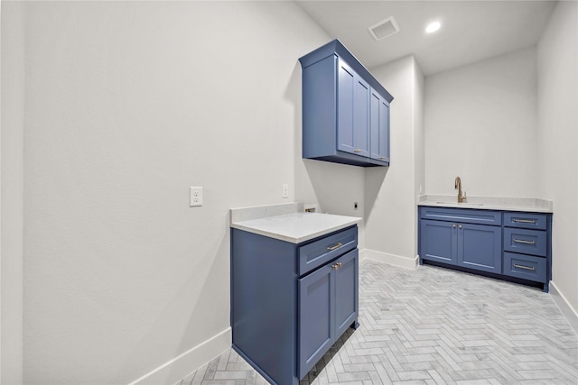 232 Bel Grand Rd, Haslet, TX 76052 - laundry room with cabinet space, hookup for an electric dryer, and recessed lighting