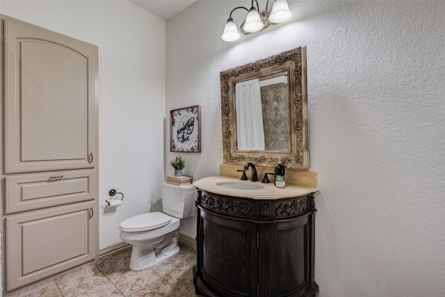 5101 Oak Timbers Ct, Colleyville, TX 76034 - bathroom featuring vanity, tile patterned floors, and a chandelier