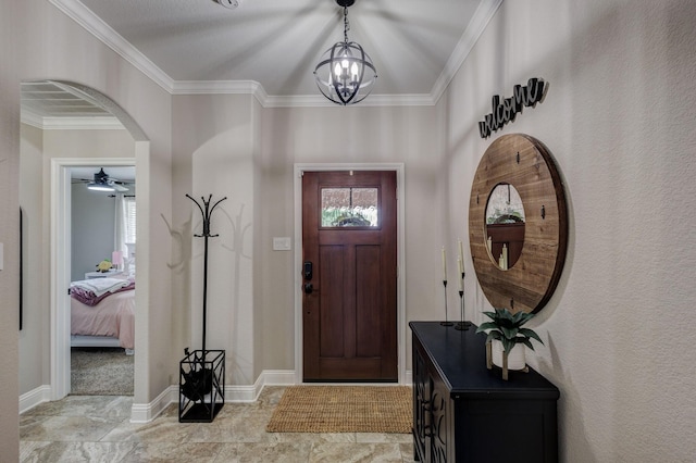 785 Crockett Dr, Lavon, TX 75166 - entrance foyer with arched walkways and ornamental molding