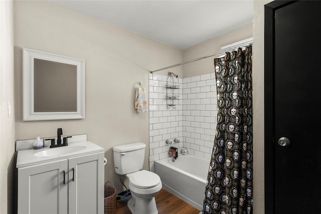 1054 Frontage Rd, Minden, LA 71055 - bathroom with vanity, wood finished floors, and shower / bathtub combination with curtain