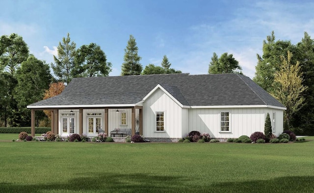 OttoTBD County Road 3451, Paradise, TX 76073 - view of front of house with french doors, a front yard, and a shingled roof