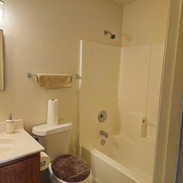 1026 Mazourka Dr, Arlington, TX 76001 - full bathroom featuring vanity, bathtub / shower combination, and a textured wall