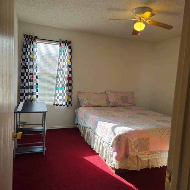 1026 Mazourka Dr, Arlington, TX 76001 - carpeted bedroom featuring a ceiling fan and a textured ceiling