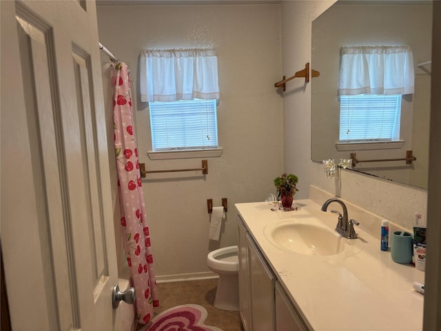 4052 Country Meadows Cir, Granbury, TX 76049 - full bathroom featuring vanity, tile patterned flooring, and curtained shower