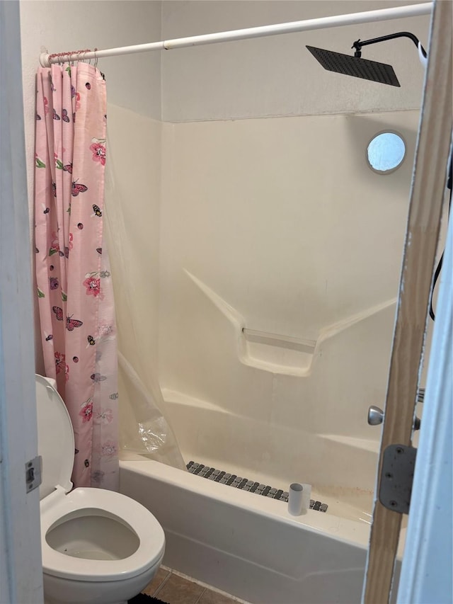4052 Country Meadows Cir, Granbury, TX 76049 - bathroom featuring shower / tub combo with curtain and tile patterned floors
