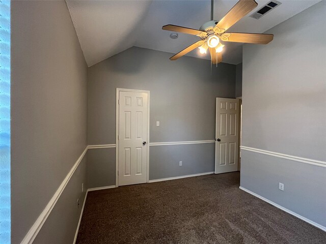 4400 Ripplewood Rd, Frisco, TX 75035 - unfurnished room with a ceiling fan, carpet floors, and vaulted ceiling