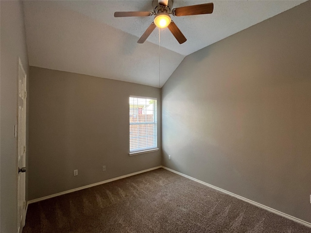 4400 Ripplewood Rd, Frisco, TX 75035 - spare room with carpet floors, lofted ceiling, and a ceiling fan