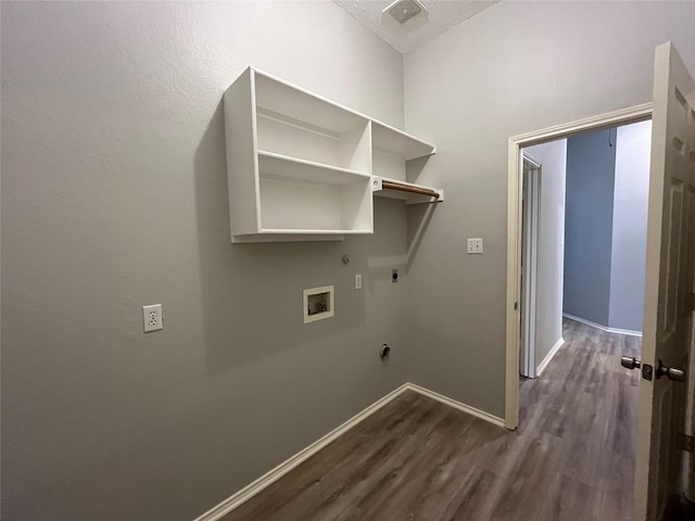 4400 Ripplewood Rd, Frisco, TX 75035 - laundry area with dark wood-style flooring, electric dryer hookup, hookup for a gas dryer, and hookup for a washing machine