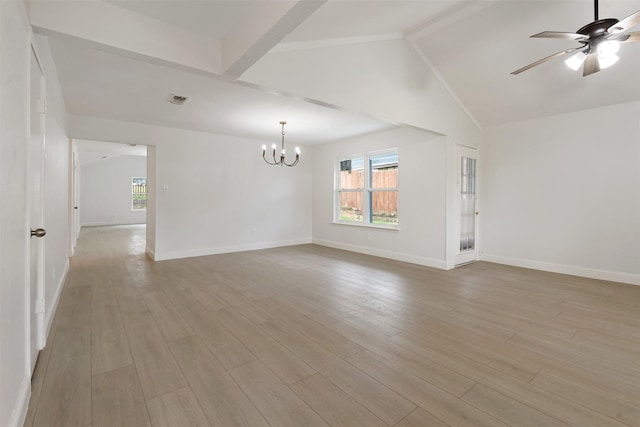2024 Oakmeadow St, Bedford, TX 76021 - empty room featuring a chandelier, light wood finished floors, and a ceiling fan