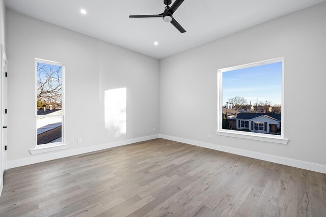 4603 Newmore Ave, Dallas, TX 75209 - empty room with wood finished floors, a ceiling fan, and recessed lighting