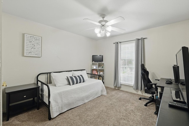 1128 Bent Oaks Dr, Denton, TX 76210 - carpeted bedroom featuring an office area and a ceiling fan