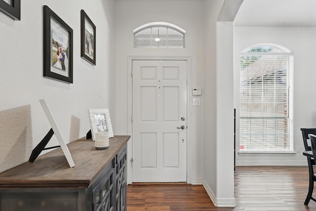 1128 Bent Oaks Dr, Denton, TX 76210 - entrance foyer with dark wood-type flooring and baseboards