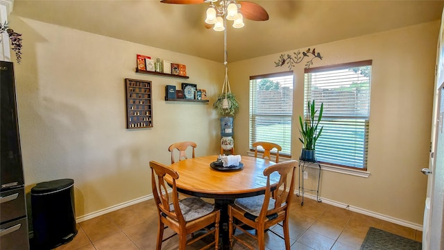 8901 Arbor Crest Ct, Fort Worth, TX 76179 - dining space with ceiling fan, light tile patterned floors, and healthy amount of natural light