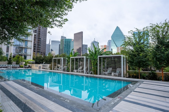 1918 Olive St Unit 502, Dallas, TX 75201 - community pool featuring a skyline view