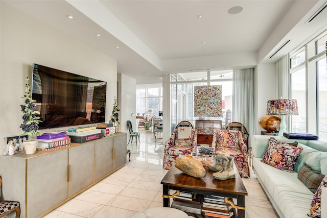 1918 Olive St Unit 502, Dallas, TX 75201 - living area featuring recessed lighting and light tile patterned flooring
