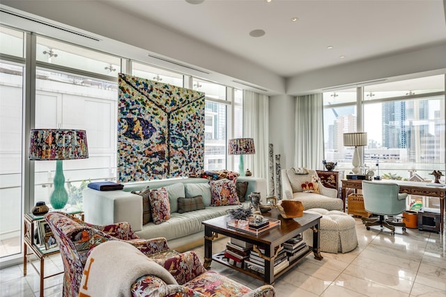 1918 Olive St Unit 502, Dallas, TX 75201 - living area with light marble finish floors