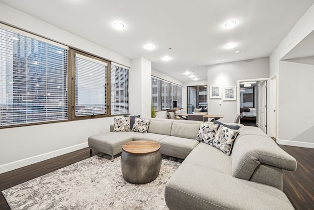 1200 Main St Unit 1106, Dallas, TX 75202 - living room with wood finished floors and recessed lighting