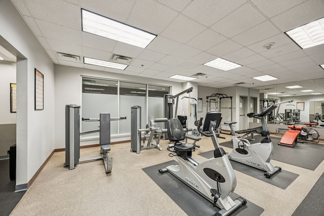 1200 Main St Unit 1106, Dallas, TX 75202 - exercise room featuring a drop ceiling and baseboards