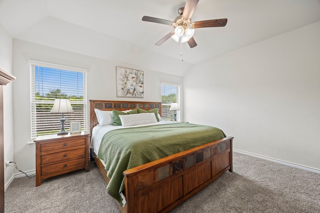 523 Summit Pass Ln, Princeton, TX 75407 - bedroom featuring light colored carpet, lofted ceiling, and a ceiling fan
