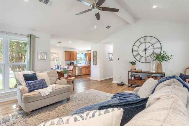 1413 White Way, Mckinney, TX 75069 - living room featuring a ceiling fan, light wood-type flooring, and recessed lighting