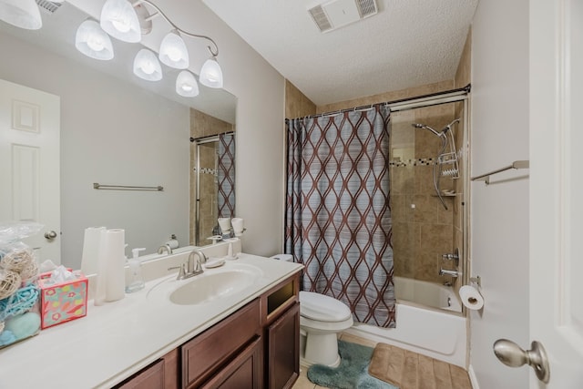 6508 Running Creek Dr, Arlington, TX 76001 - bathroom with vanity, shower / bath combo with shower curtain, and a textured ceiling