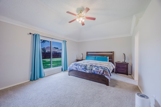6508 Running Creek Dr, Arlington, TX 76001 - carpeted bedroom with crown molding, a textured ceiling, and a ceiling fan