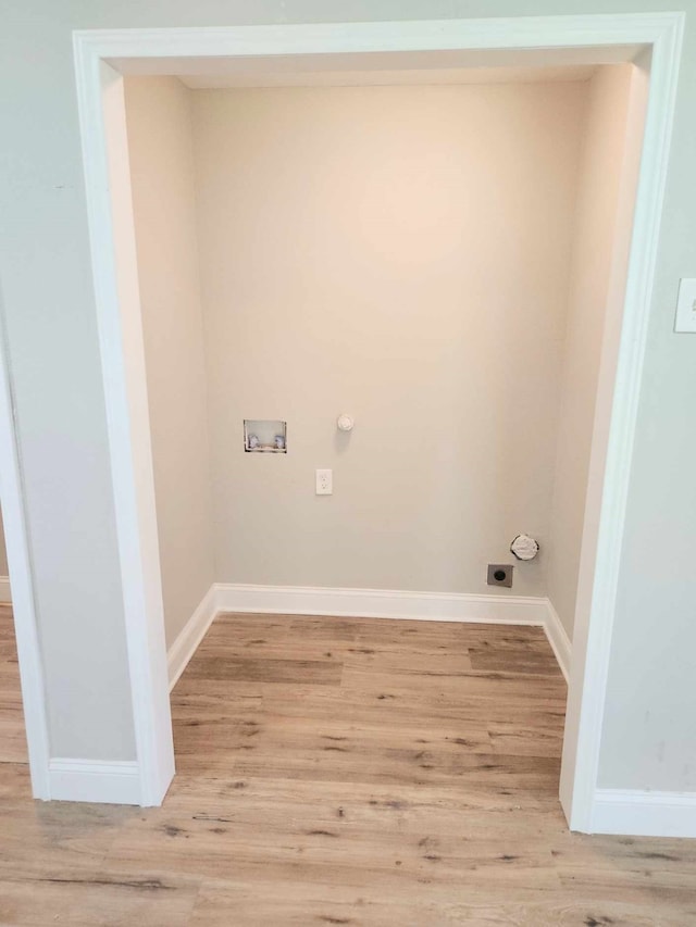 104 College St, Royse City, TX 75189 - laundry area featuring hookup for an electric dryer, light wood-style flooring, hookup for a washing machine, and gas dryer hookup