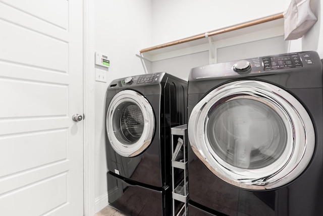 937 Nathanael Greene Ct, Aubrey, TX 76227 - washroom featuring separate washer and dryer and tile patterned flooring