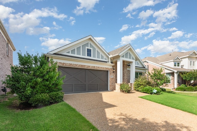 937 Nathanael Greene Ct, Aubrey, TX 76227 - craftsman-style home with concrete driveway, brick siding, and a front lawn