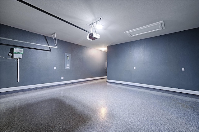 233 Cross Fox Ln, Aledo, TX 76008 - garage featuring a garage door opener, electric panel, and a textured wall