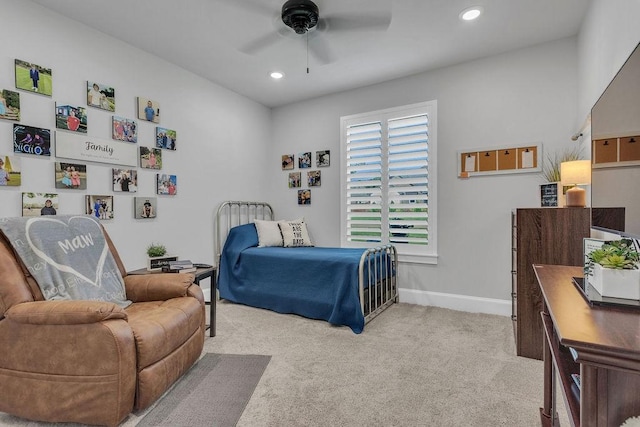 14423 Woodland Crk, Tyler, TX 75706 - carpeted bedroom featuring recessed lighting and a ceiling fan