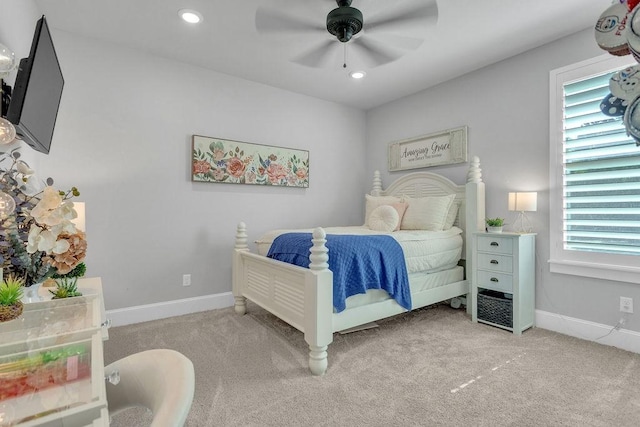 14423 Woodland Crk, Tyler, TX 75706 - bedroom featuring carpet floors, ceiling fan, and recessed lighting