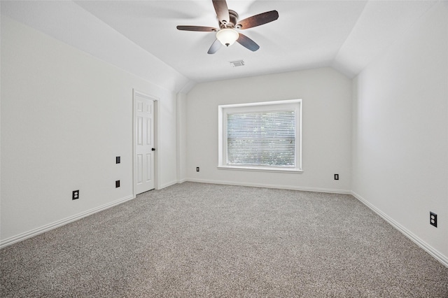 3403 Brighton Ct, Highland Village, TX 75077 - unfurnished room featuring a ceiling fan, carpet flooring, and vaulted ceiling