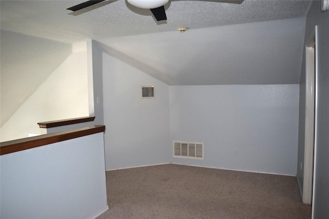 803 Ashmount Ln, Arlington, TX 76017 - additional living space featuring vaulted ceiling, ceiling fan, and carpet