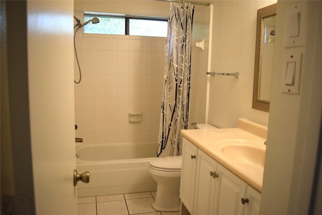 803 Ashmount Ln, Arlington, TX 76017 - full bathroom with vanity, tile patterned floors, and shower / bathtub combination with curtain