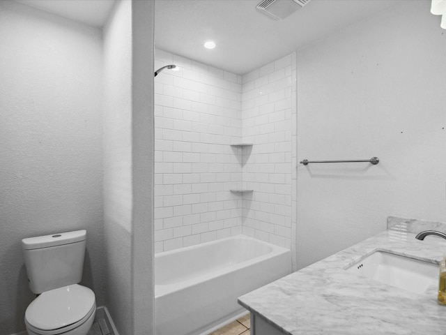 1704 Charlottesville Dr, Ennis, TX 75119 - full bathroom with vanity,  shower combination, and tile patterned floors