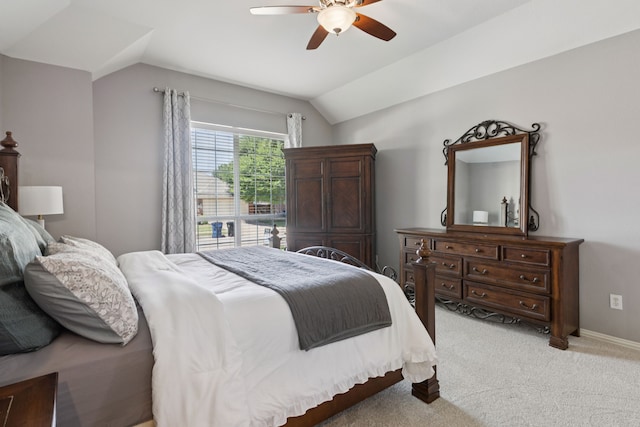 1467 Bent Tree, Frisco, TX 75036 - bedroom with lofted ceiling, light colored carpet, and ceiling fan