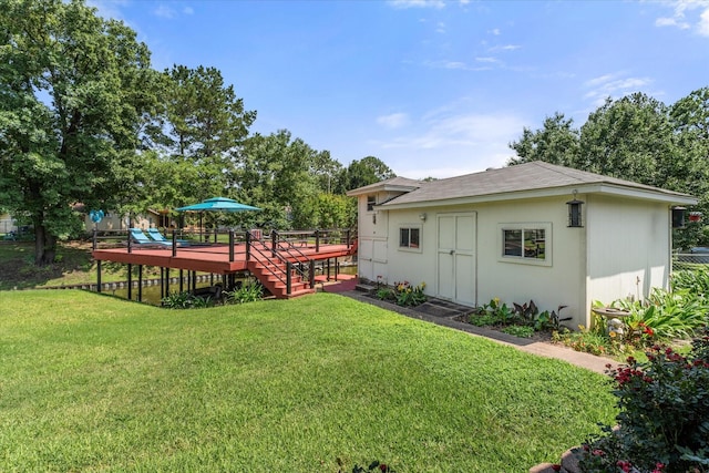 152 Guadalupe Dr, Gun Barrel City, TX 75156 - view of grassy yard with a wooden deck