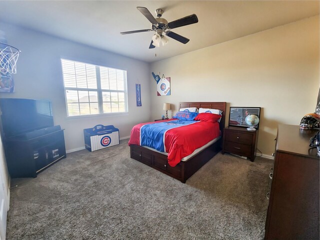 3812 Gennaker Dr, Denton, TX 76210 - carpeted bedroom with baseboards and ceiling fan