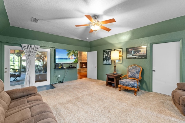 4925 Terrace Trl, Fort Worth, TX 76114 - living area featuring carpet and a ceiling fan