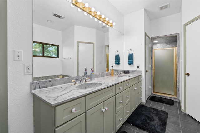 4925 Terrace Trl, Fort Worth, TX 76114 - bathroom with double vanity and tile patterned floors