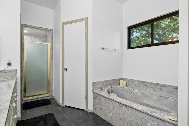 4925 Terrace Trl, Fort Worth, TX 76114 - bathroom with tile patterned floors, a bath, and a shower stall